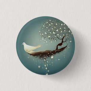Peace Dove & Pearl Tree 1 Inch Round Button