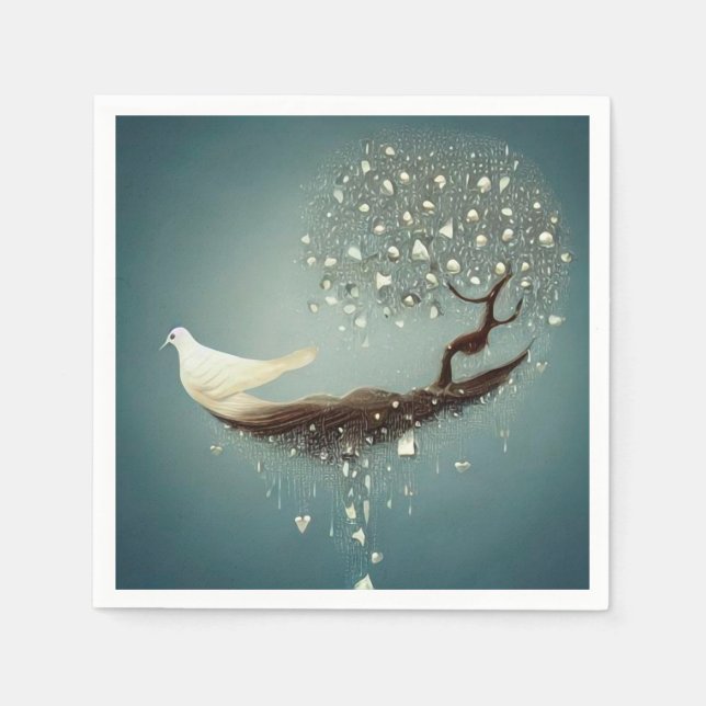 Peace Dove & Pearl Tree Napkin (Front)