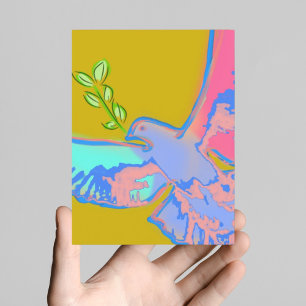 Peace dove Pop art in ochre yellow Postcard