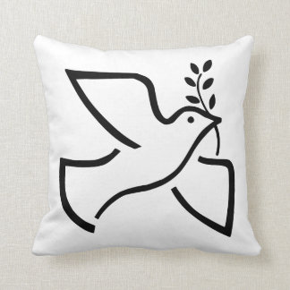 Peace Dove Silhouette White Throw Pillow