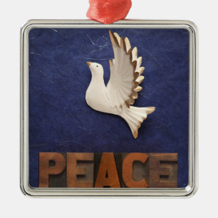 peace dove square ornament