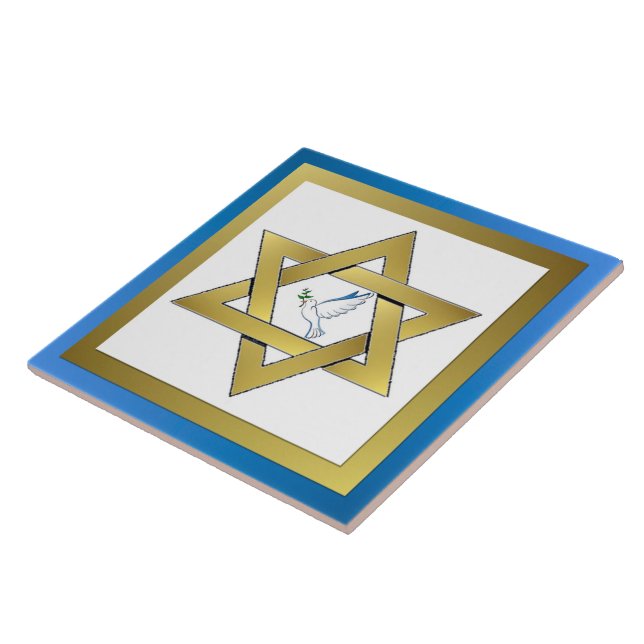 Peace Dove Star Of David Ceramic Tile (Side)