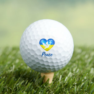 Peace Dove Ukraine Flag Heart Golf Balls