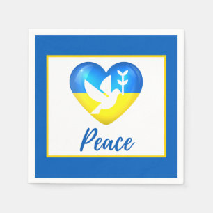 Peace Dove Ukraine Flag Heart   Napkin