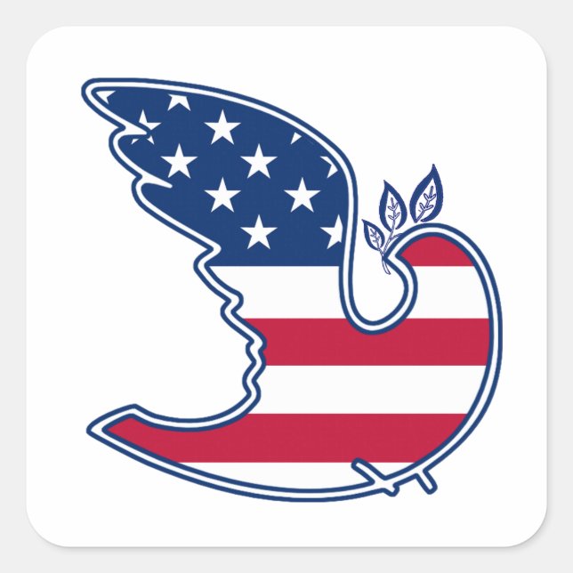 Peace Dove US Patriotic Design Square Sticker (Front)