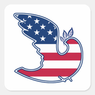 Peace Dove US Patriotic Design Square Sticker