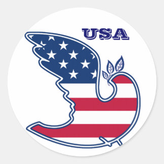 Peace Dove. USA Patriotic Design Classic Round Sticker
