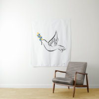 Peace Dove w/ Olive Branch in Ukraine Flag colours