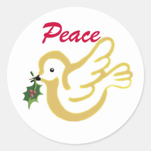 Peace dove with a Christmas wish Classic Round Sticker