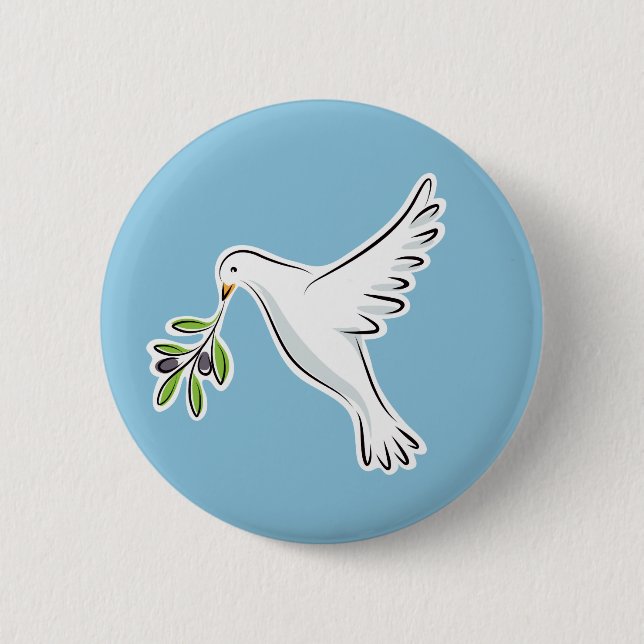 Peace dove with olive branch 2 inch round button (Front)