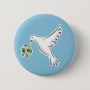 Peace dove with olive branch 2 inch round button