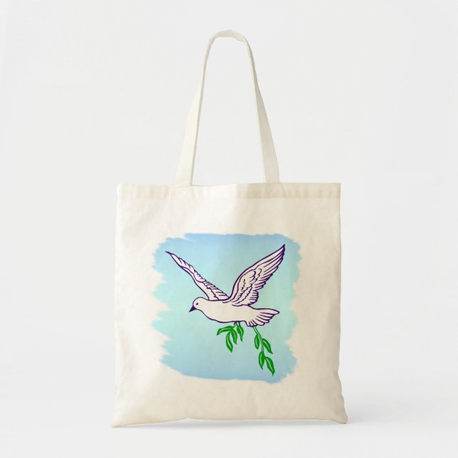 Peace Dove with Olive Branch Beach Tote Bag (Front)