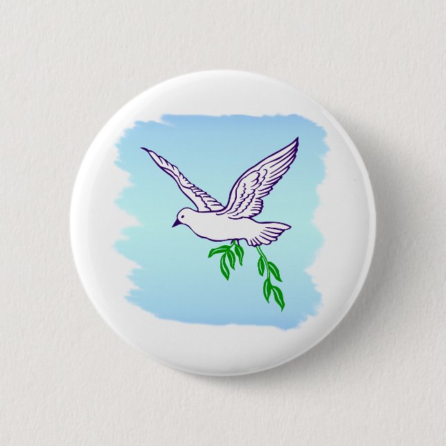 Peace Dove with Olive Branch Button (Front)