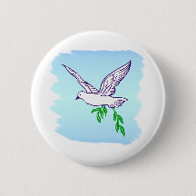 Peace Dove with Olive Branch Button