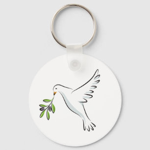 Peace dove with olive branch keychain