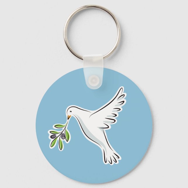 Peace dove with olive branch keychain (Front)