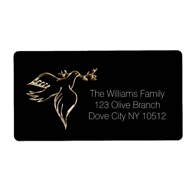 Peace Dove with Olive Branch Twig Black Faux Gold (Front)