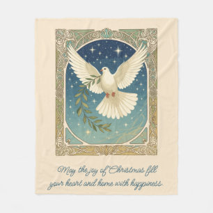 Peace Dove With Olive Sprig Decor Fleece Blanket