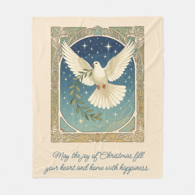 Peace Dove With Olive Sprig Decor  Fleece Blanket (Front)