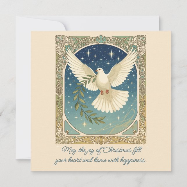 Peace Dove With Olive Sprig Decor Greeting Card (Front)
