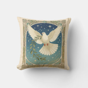 Peace Dove With Olive Sprig Decor  Throw Pillow