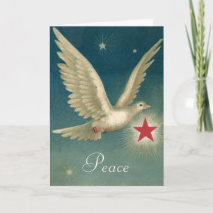 Peace Dove with Star Christmas Holiday Custom Card