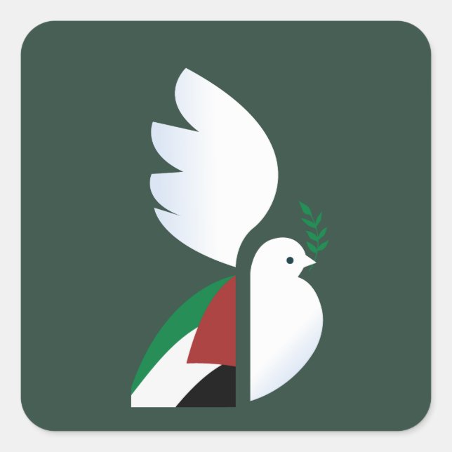 peace dove with the Palestinian flag Square Sticker (Front)