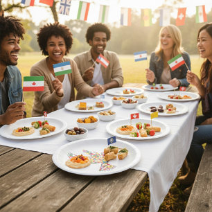 Peace Dove World Flags Paper Plate