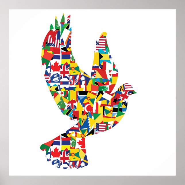 Peace Dove World Flags Poster (Front)