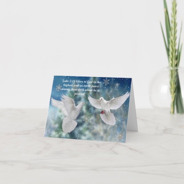 Peace doves Luke 2:14 Christmas  Card (Front)