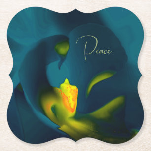 "Peace" Elegant Orchid Paper Coaster