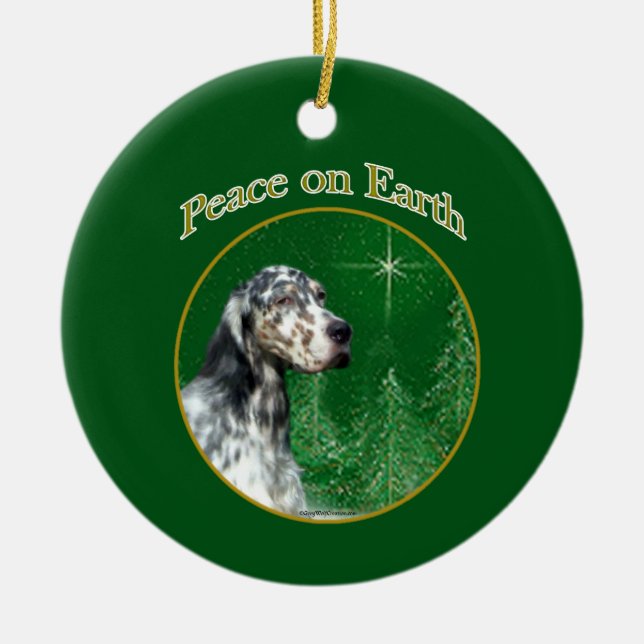 Peace English Setter Ceramic Ornament (Front)