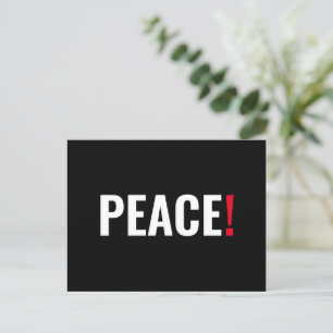 Peace exclamation point black white red anti war postcard