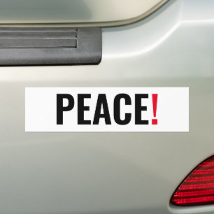 Peace exclamation point white black red anti war bumper sticker