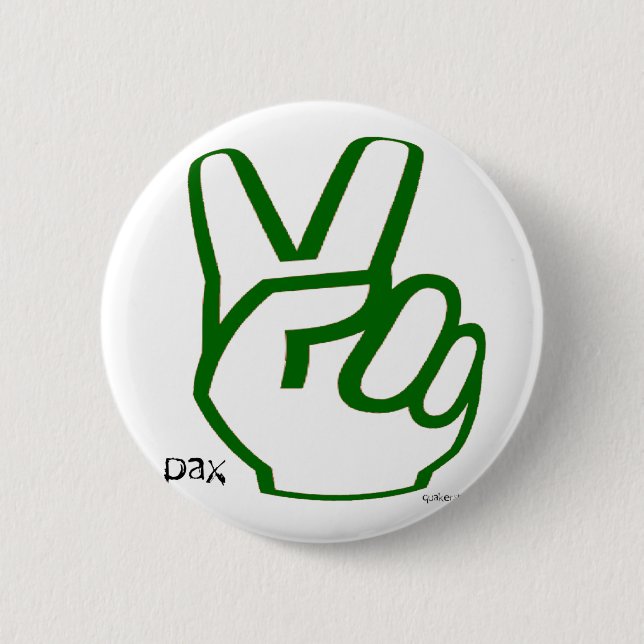 Peace Fingers - Green 2 Inch Round Button (Front)