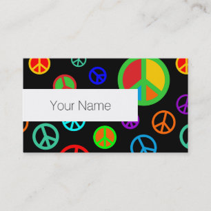 PEACE - Flat pattern multicolored + your backgr. Business Card