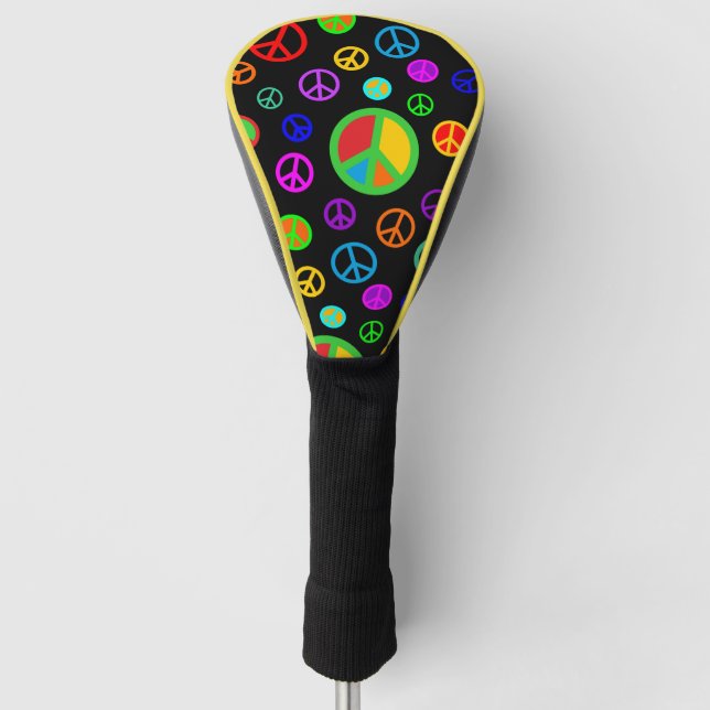 PEACE - Flat pattern multicolored + your backgr. Golf Head Cover (Front)