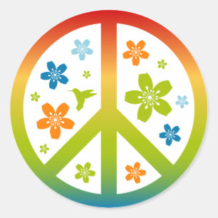 Peace Floral Design Classic Round Sticker