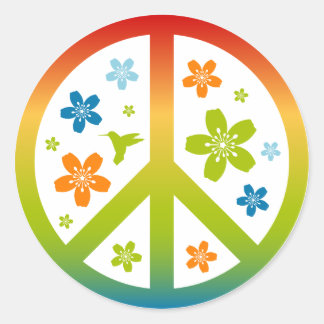 Peace Floral Design Classic Round Sticker