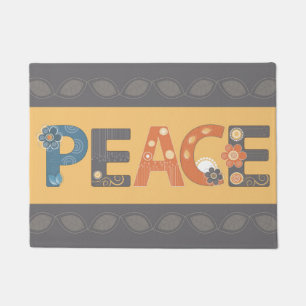 Peace Floral Design Doormat