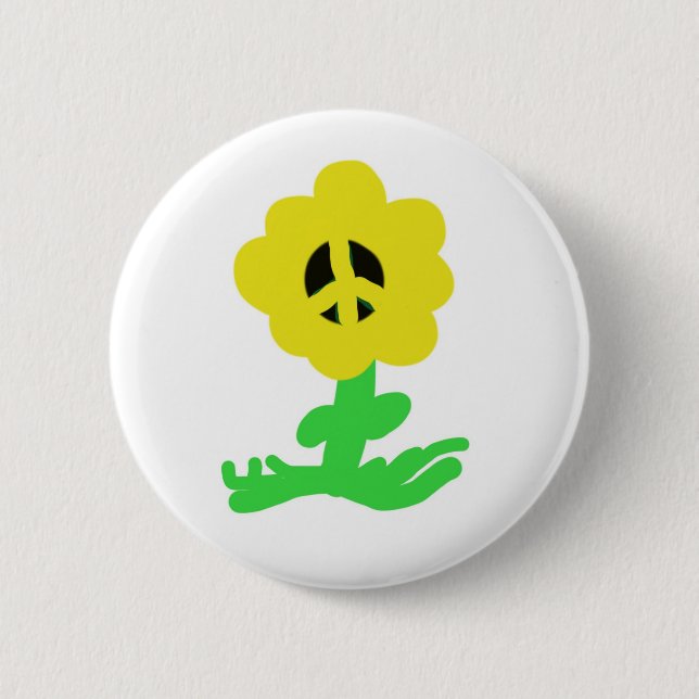 Peace Flower 2 Inch Round Button (Front)