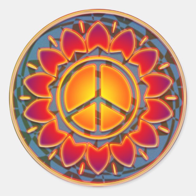 PEACE FLOWER CLASSIC ROUND STICKER (Front)