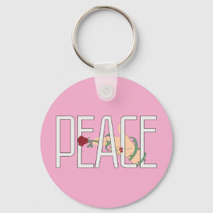 Peace Flower Hand Minimalist Quote Art Keychain