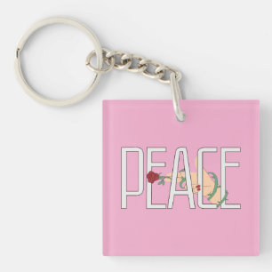 Peace Flower Hand Minimalist Quote Art Keychain