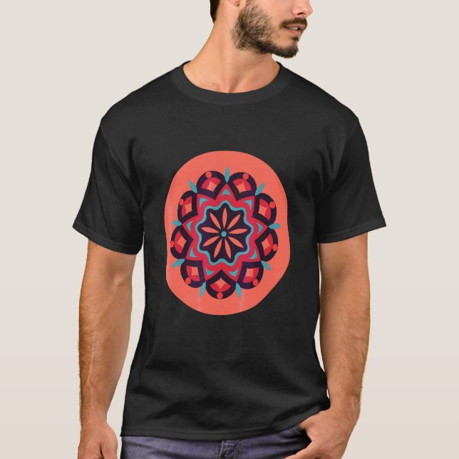 Peace Flower Mandala Floral Pattern Rose T-Shirt (Front)