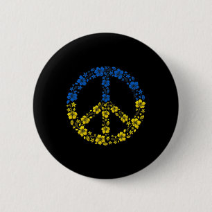 Peace Flower Ukraine  I Stand With Ukraine Flag  2 Inch Round Button