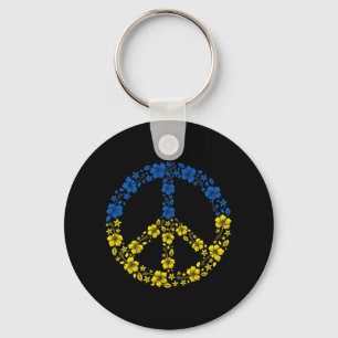 Peace Flower Ukraine  I Stand With Ukraine Flag  Keychain