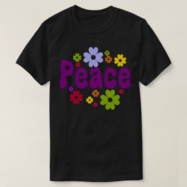 Peace flowers vintage retro T-Shirt (Design Front)