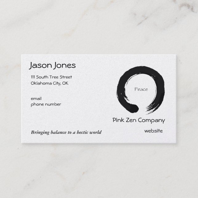 Peace for all eternity business card (Front)