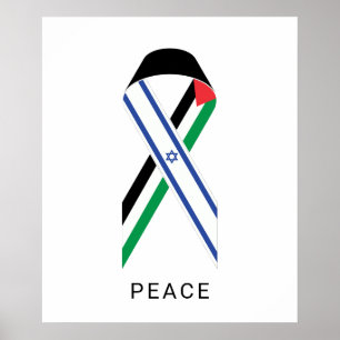 Peace for Israel and Palestine ribbon white Poster